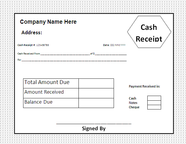 Cash Receipt Template