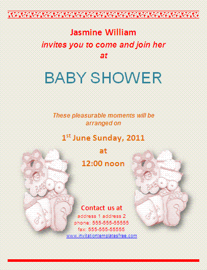 Baby Shower Templates For Microsoft Word Baby Shower Invitation 