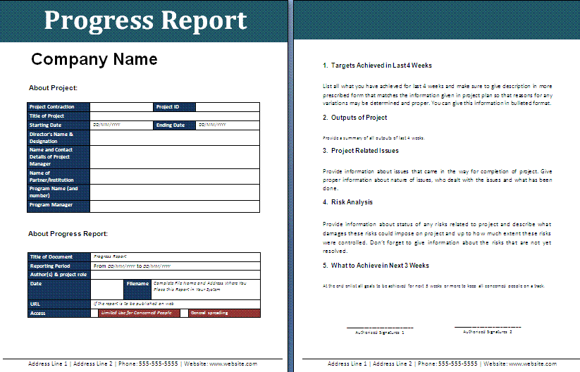 sample report for progree elementary school