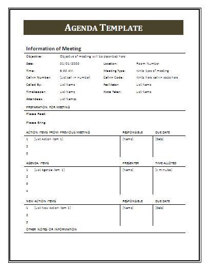 Agenda Template