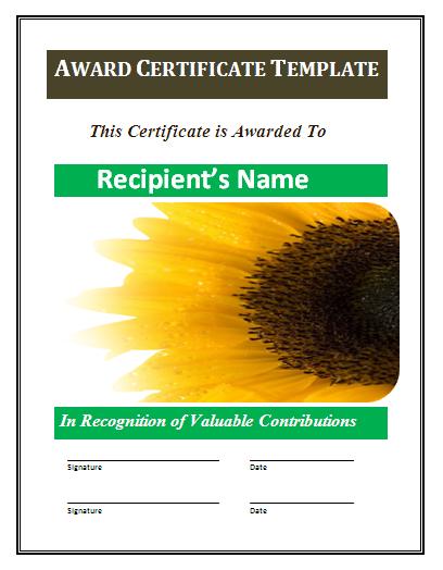 Award Certificate Template