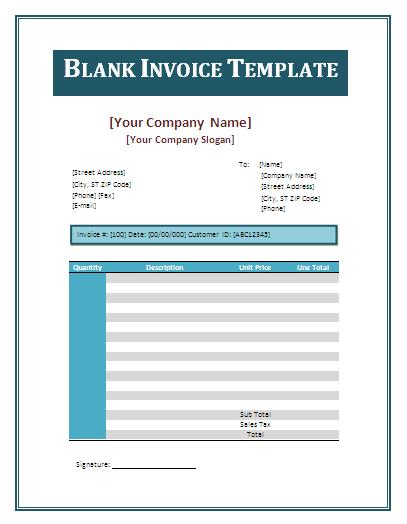 blank invoice template