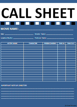 Call sheet template