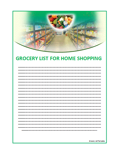 grocery sheet template