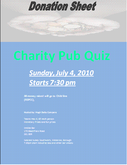Donation sheet template