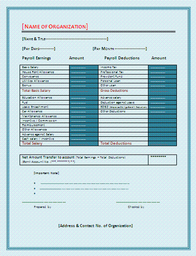 pay sheet template