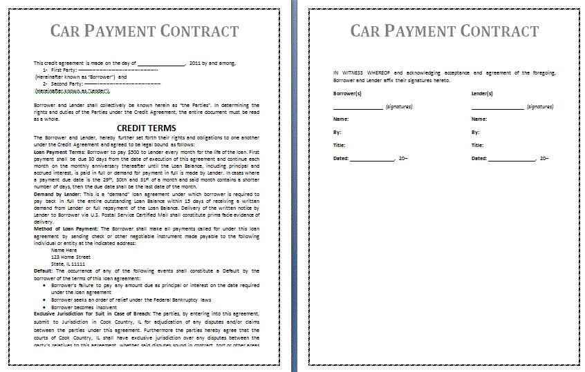 Payment Contract template