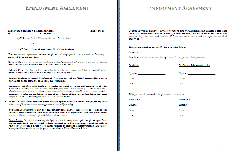 Employment Agreement template