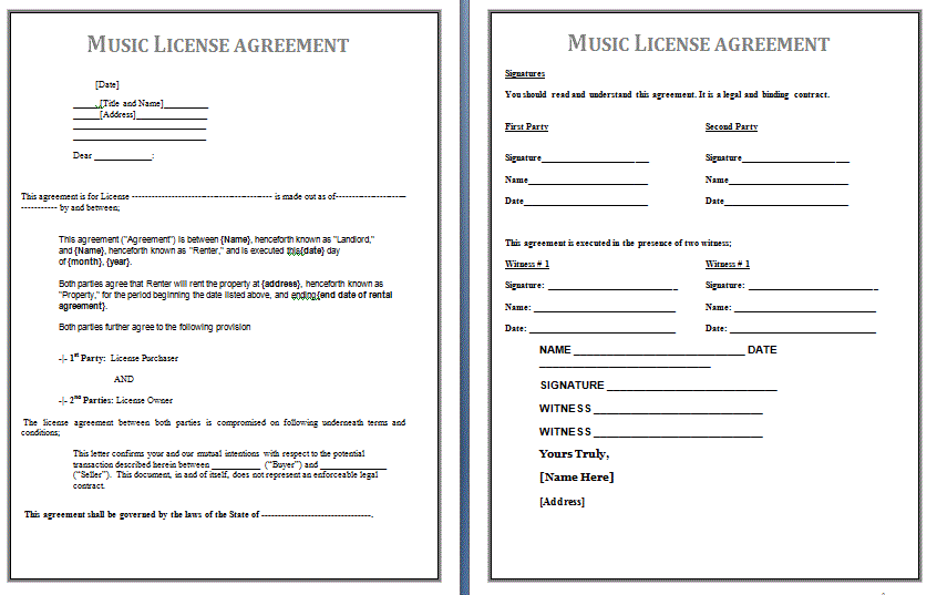 License Agreement template