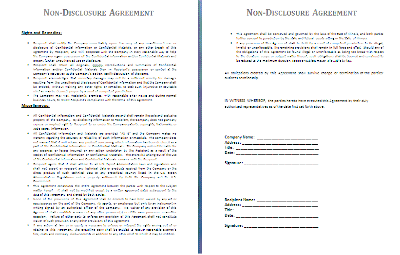 Non-Disclosure Agreement template