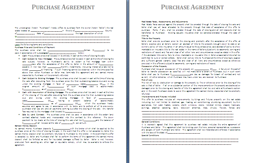 Purchase Agreement template