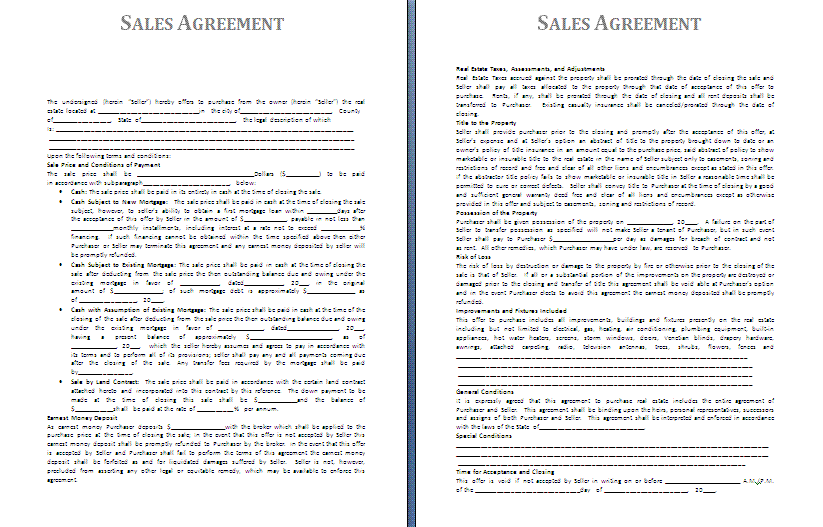 Sales Agreement template