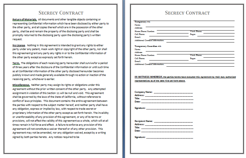 Secrecy Contract template