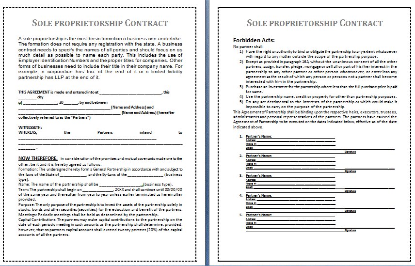 Proprietary Contract template