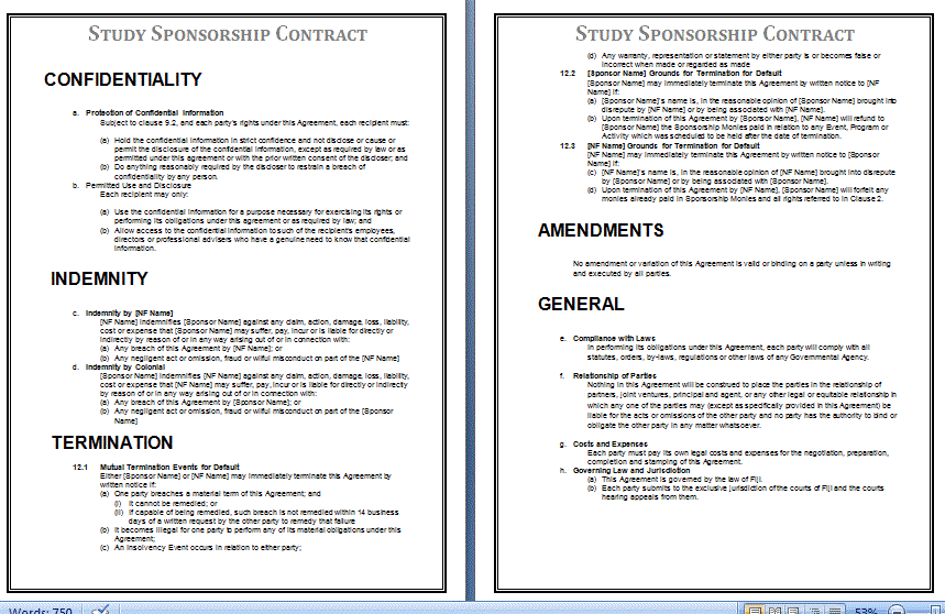 Sponsorship contract template