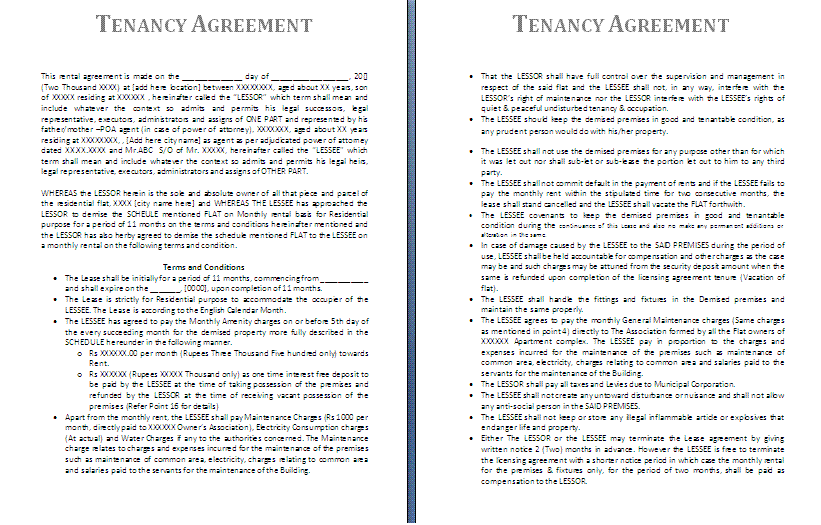 Tenancy Agreement template
