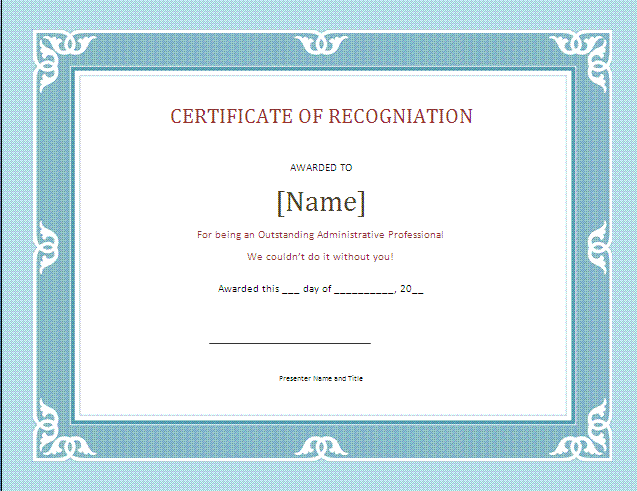 Certificate of recognition template