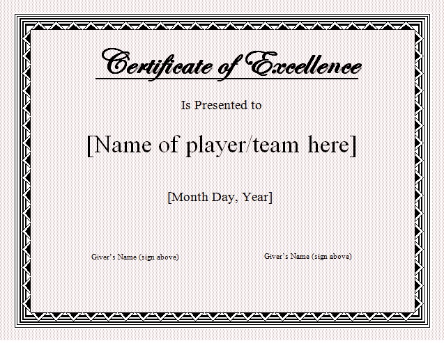 Certificate of Sports template