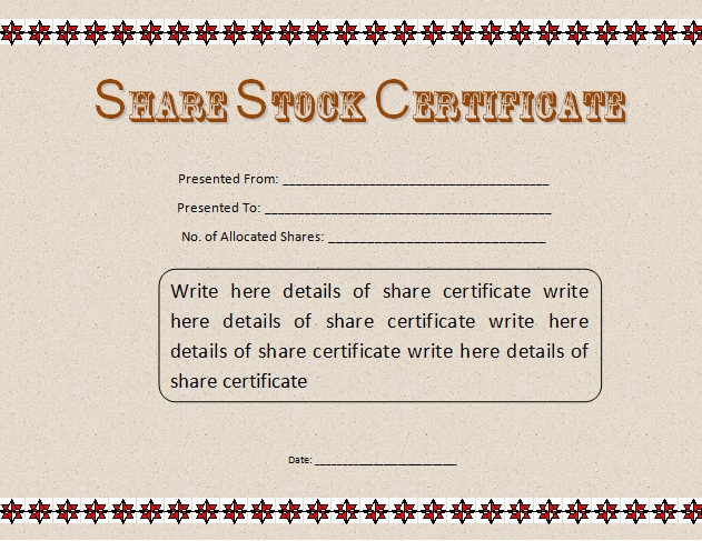 Stock Certificate template