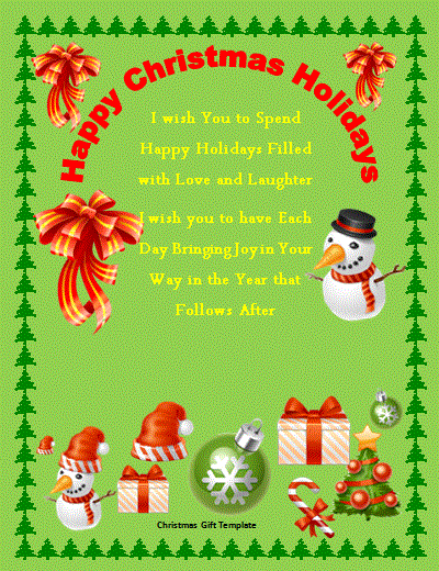 Christmas gift card template