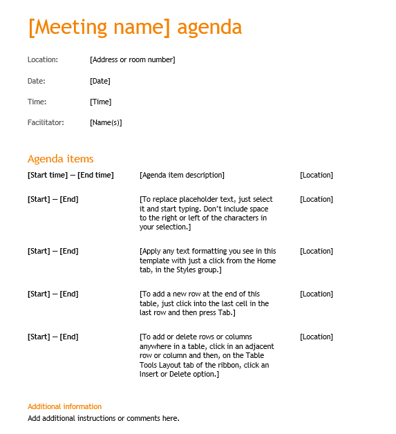Meeting Agenda template