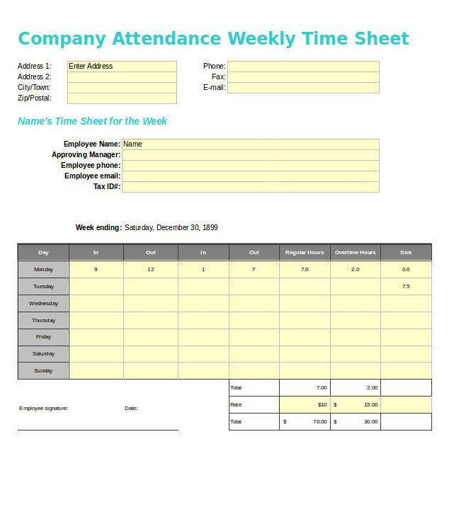 Free Timesheet Template