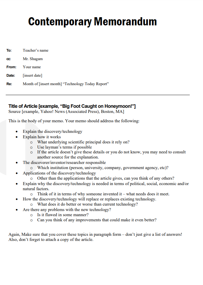 Contemporary Memorandum Template