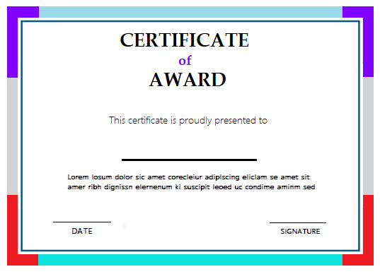 Certificate of Award Format