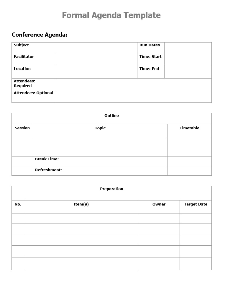 Formal Conference Agenda Template