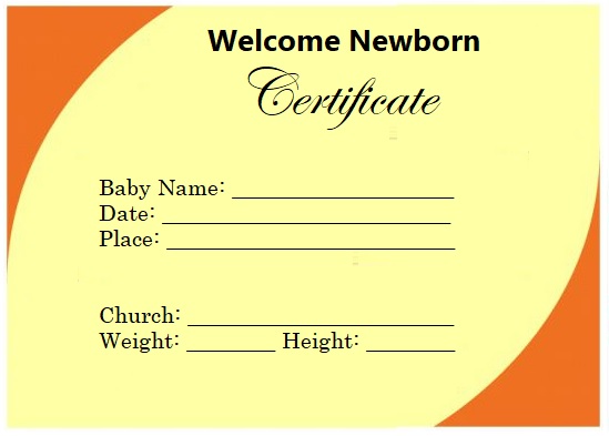 Certificate of Welcome Newborn Template