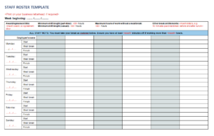 Staff Roster Template