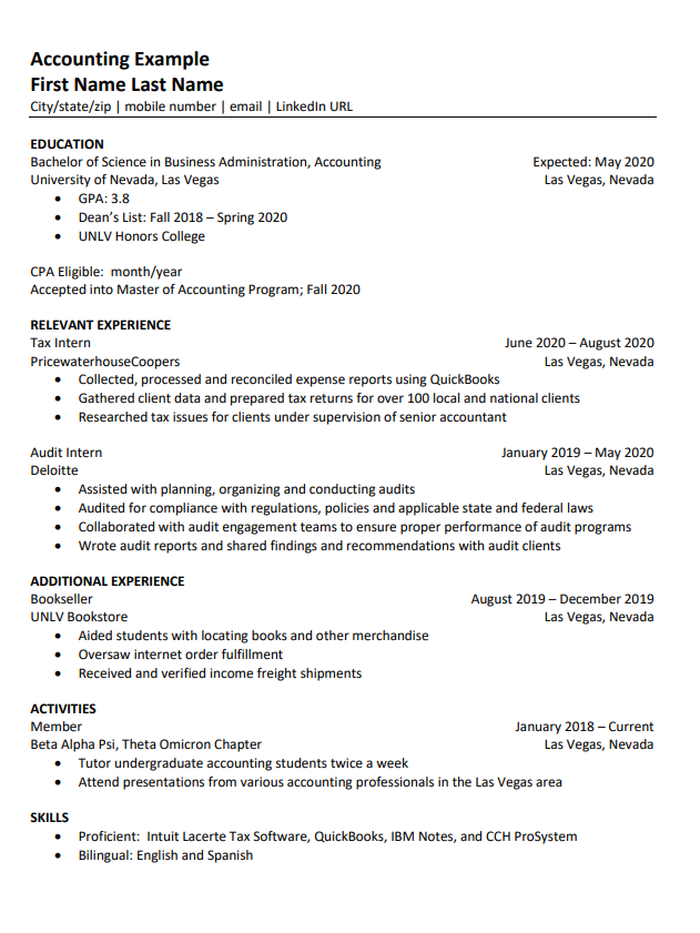 Accounting Resume Template
