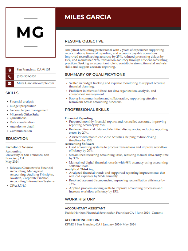 Professional Accounting Job Resume Template