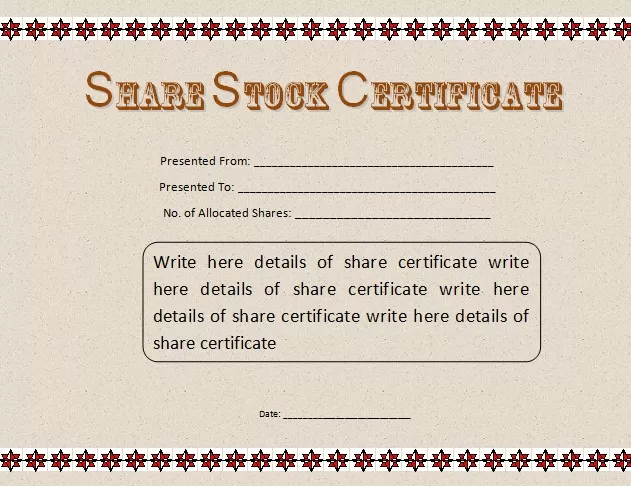 Stock Certificate Template